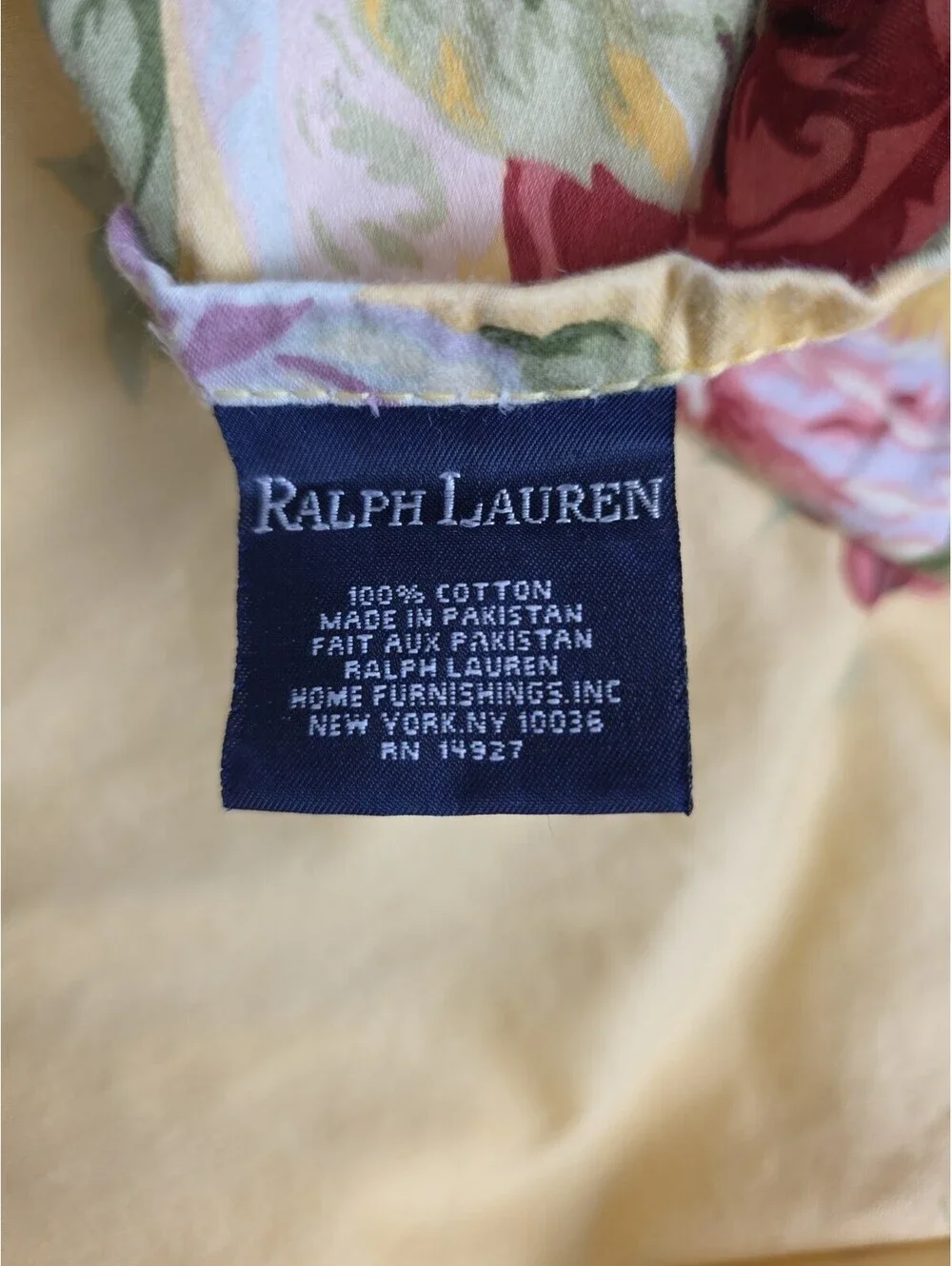 Ralph Lauren Kathleen Queen Flat Sheets Yellow Floral Blue Tag Set Of 2